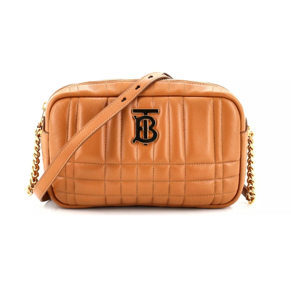Burberry Tan Quilted Leather Crossbody Bag MINI